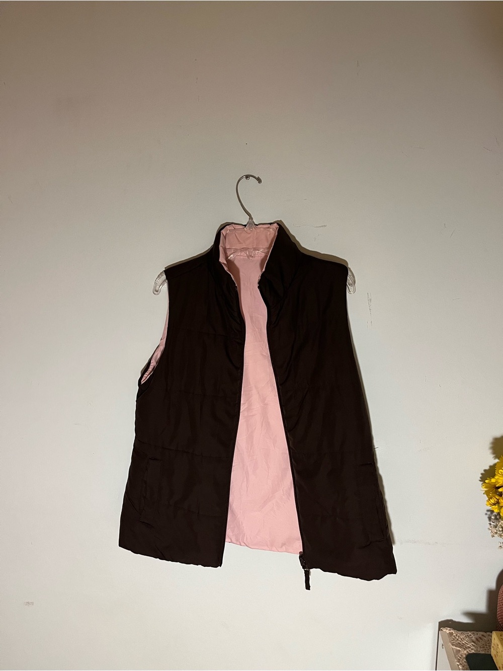 Merona Reversible Black Vest with Pink Lining